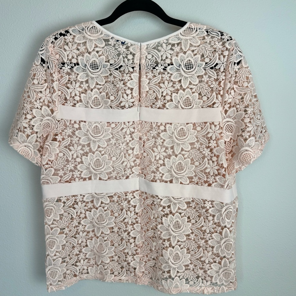 ✅ Rebecca Minkoff lace floral sheer zip up blouse top size L - Picture 3 of 12